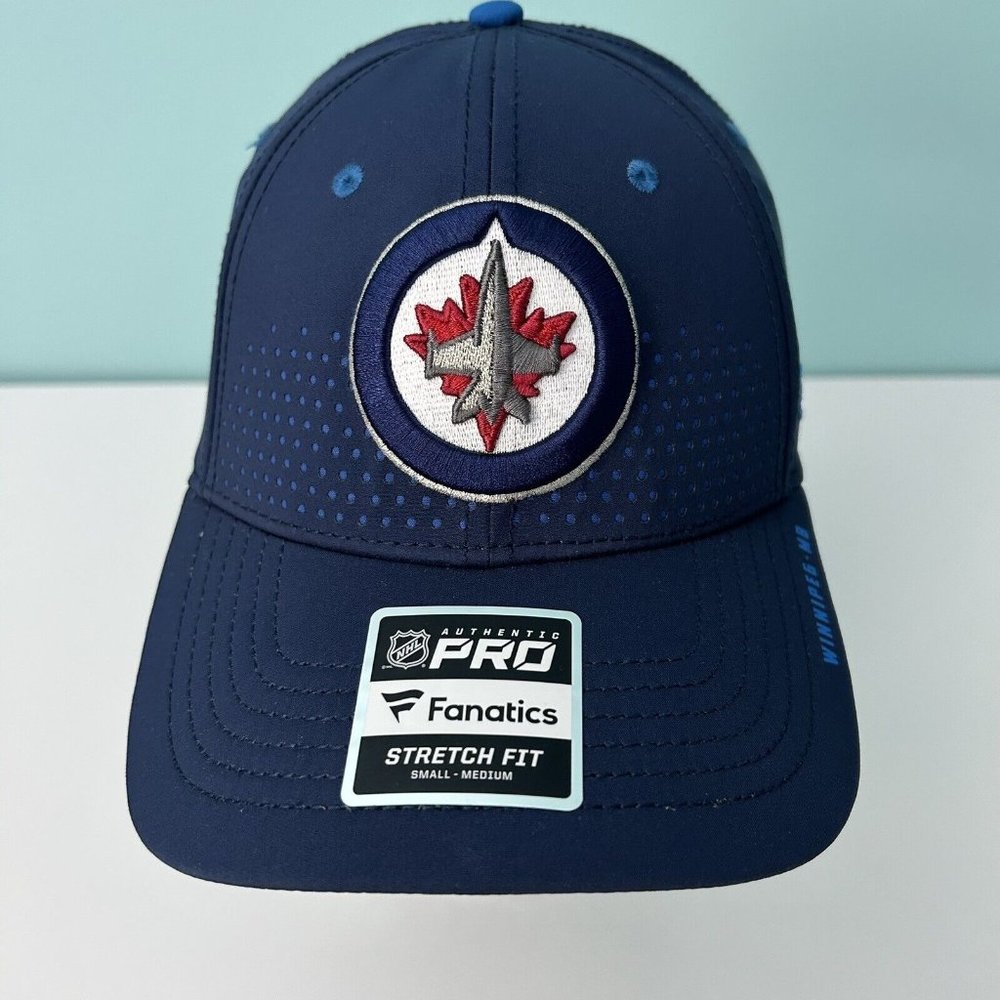 Winnipeg Jets Logo Authentic Pro Fitted Mens Hat Cap Blue NWT Fanatics NHL S/M